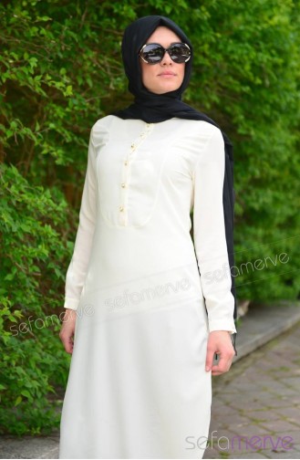 Uzun Tunik Zernişan 4122-12 Krem