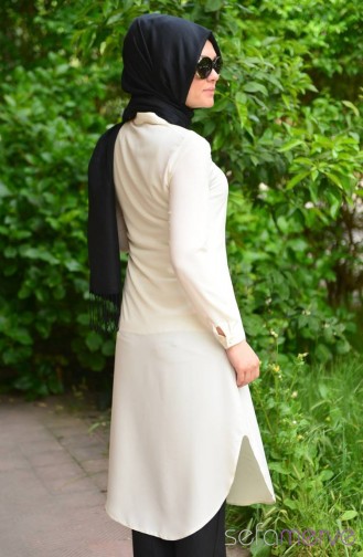 Uzun Tunik Zernişan 4122-12 Krem