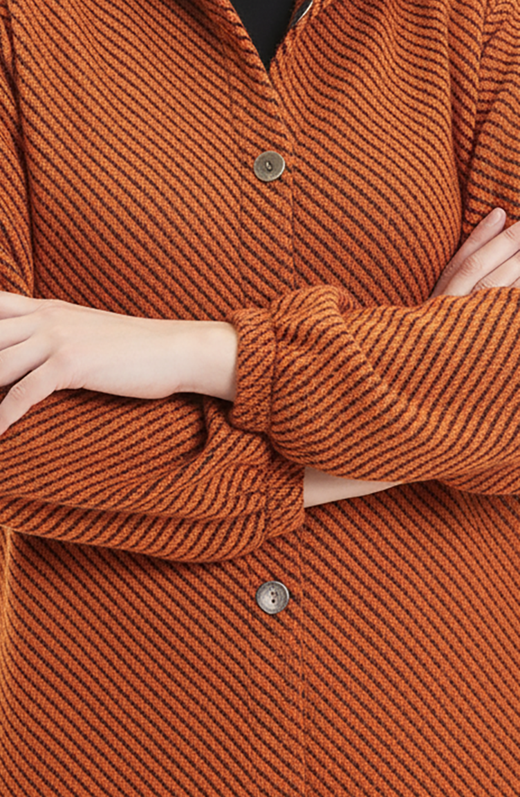 Manteau En Cachemire à Capuche Et Boutons 0201-08 Orange 0201-08