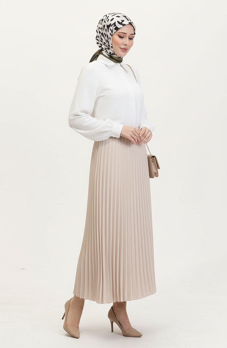 Jupe Plissée 0027-05 Beige 0027-05