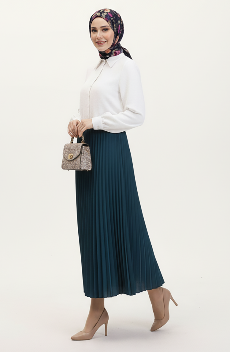 Pleated Skirt 0027-08 Emerald Green 0027-07