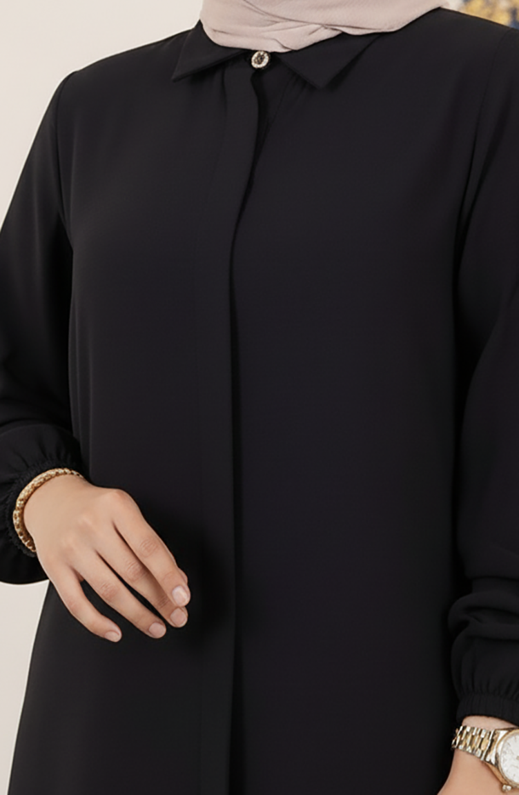 Lange Tunika Modal Anzug 0330-01 Schwarz 0330-01