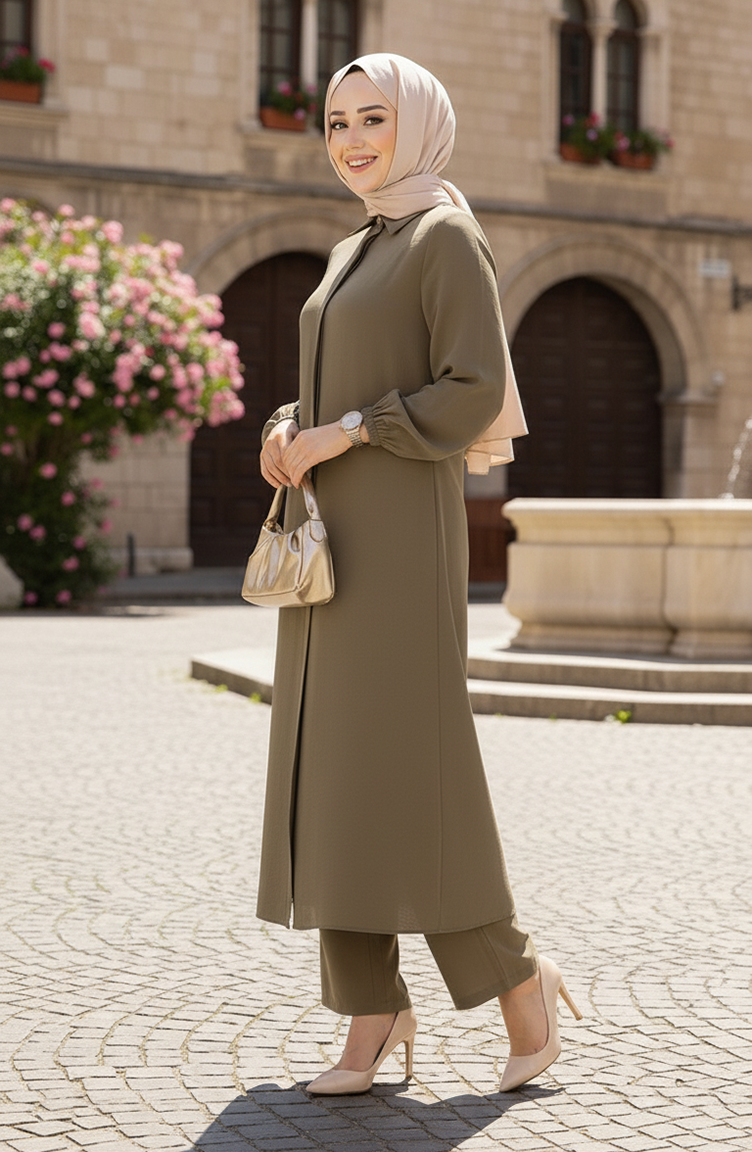 Uzun Tunikli Modal Takım 0330-04 Haki