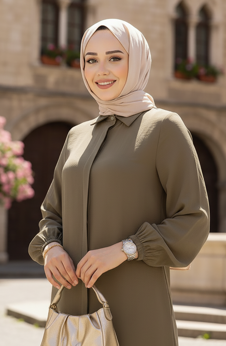 Uzun Tunikli Modal Takım 0330-04 Haki