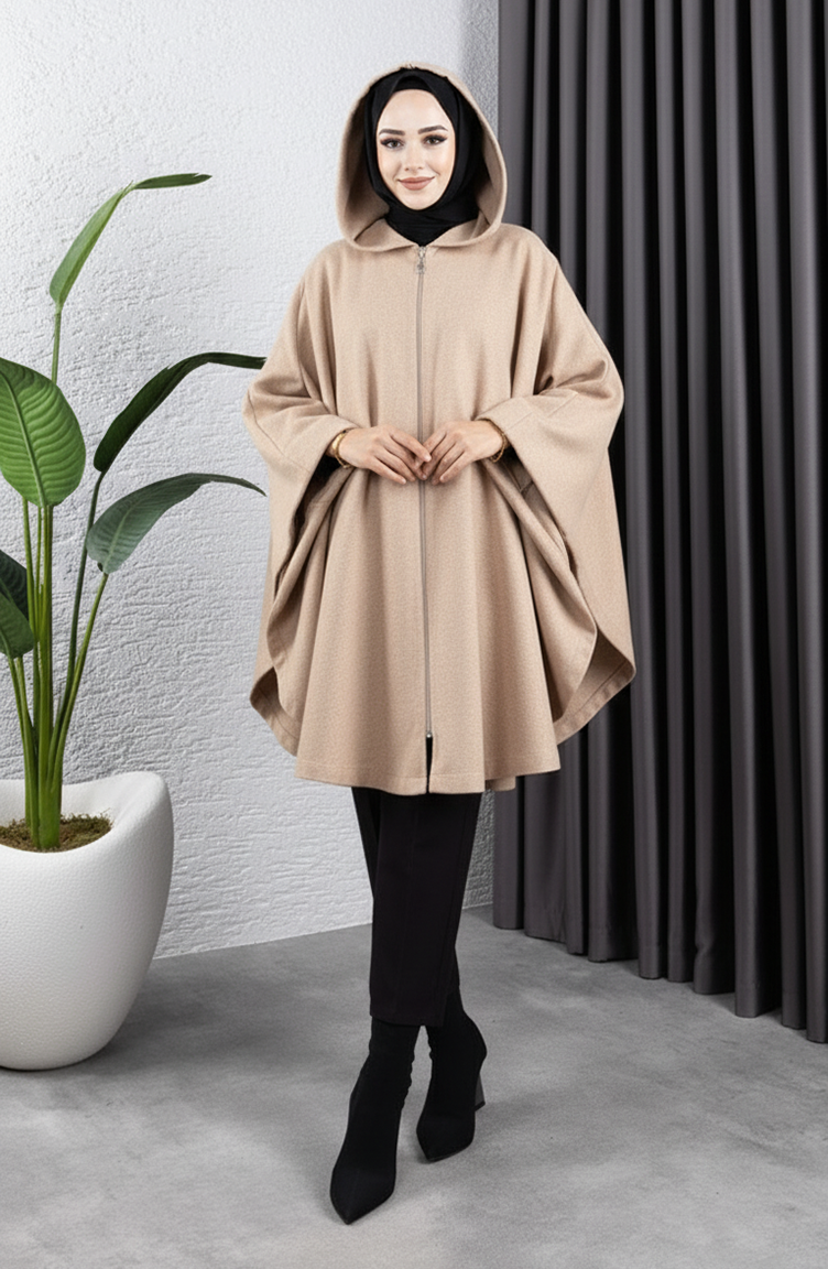 Capuchon Hijab Kasjmier Poncho 0505-02 Licht Nerts 0505-02