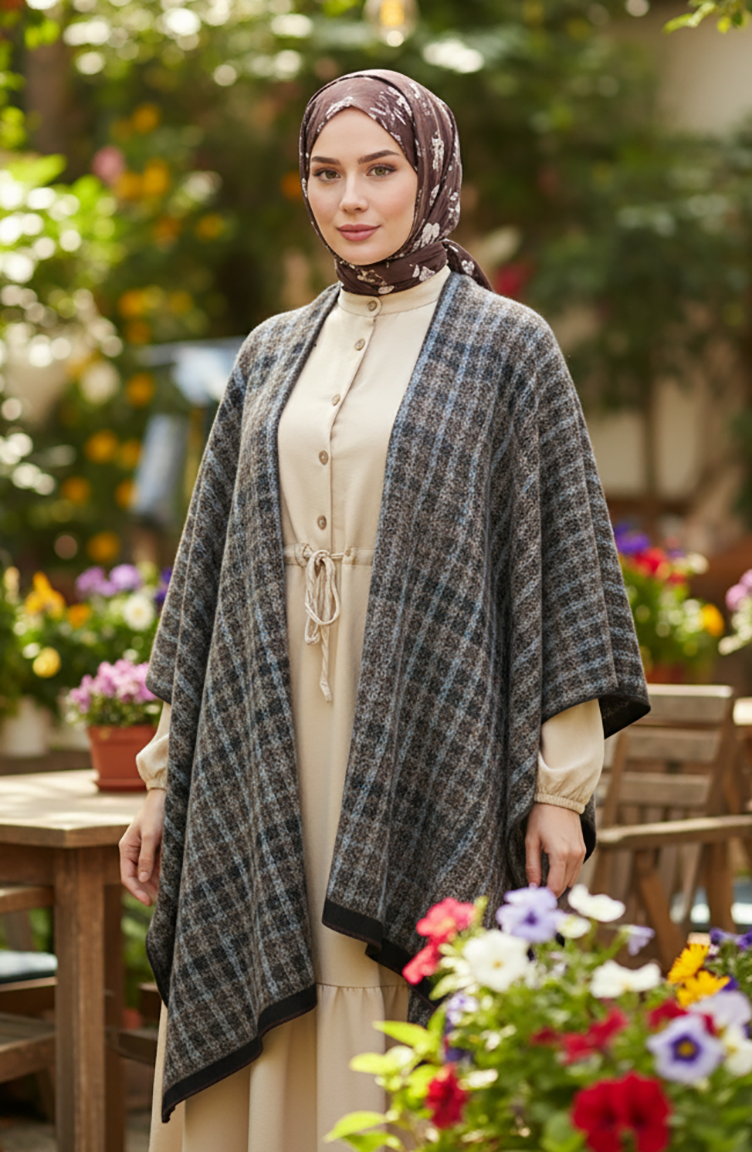 Panço Omuz Şal 2066-01 Siyah Mavi