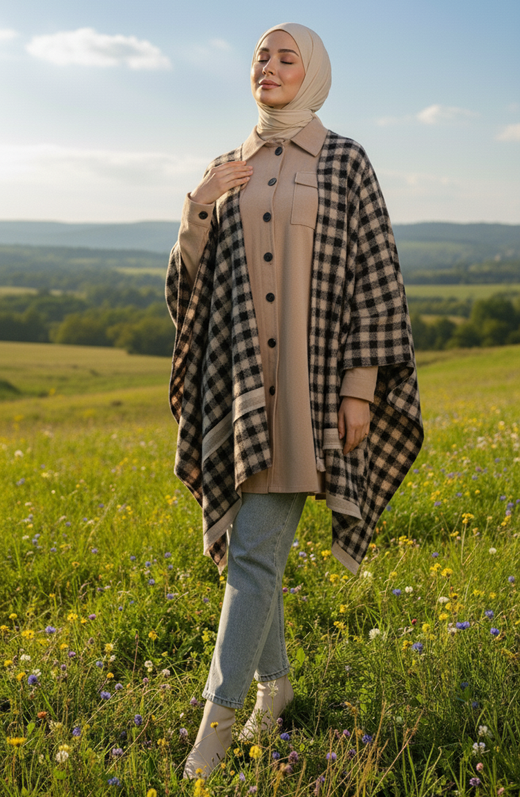 Panço Omuz Şal 2063-01 Siyah Vizon