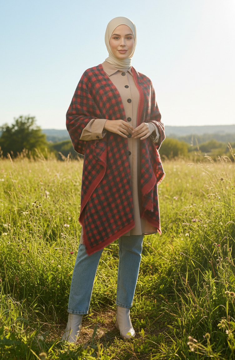 Panço Omuz Şal 2070-01 Kırmızı