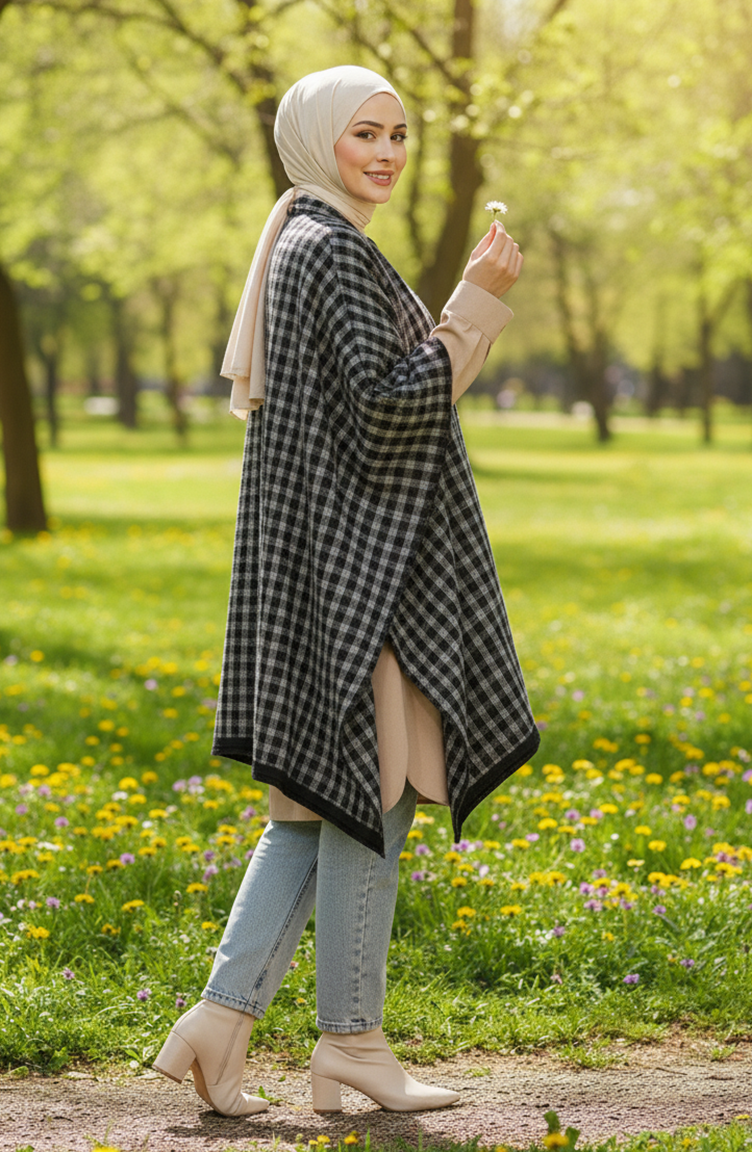 Poncho à épaules Et Châle 2071-01 Noir Bleu 2071-01