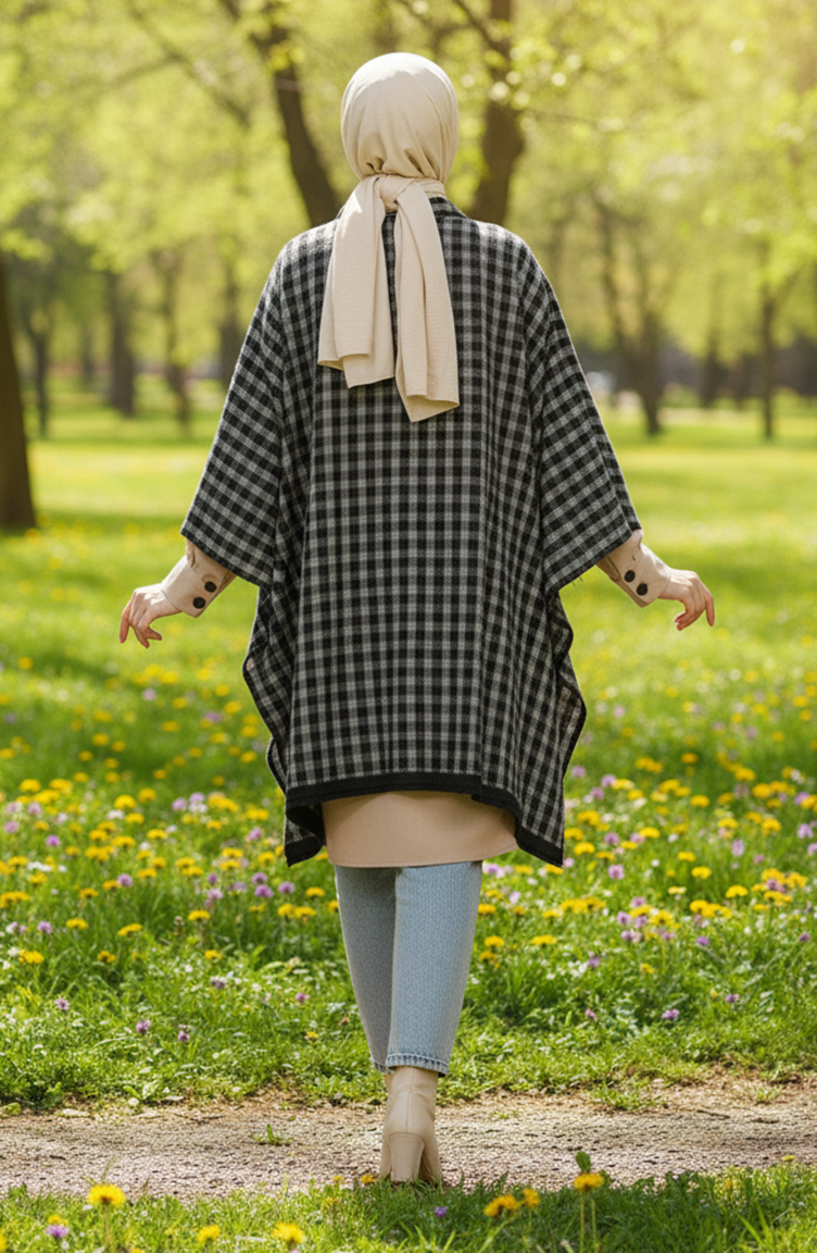 Poncho à épaules Et Châle 2071-01 Noir Bleu 2071-01