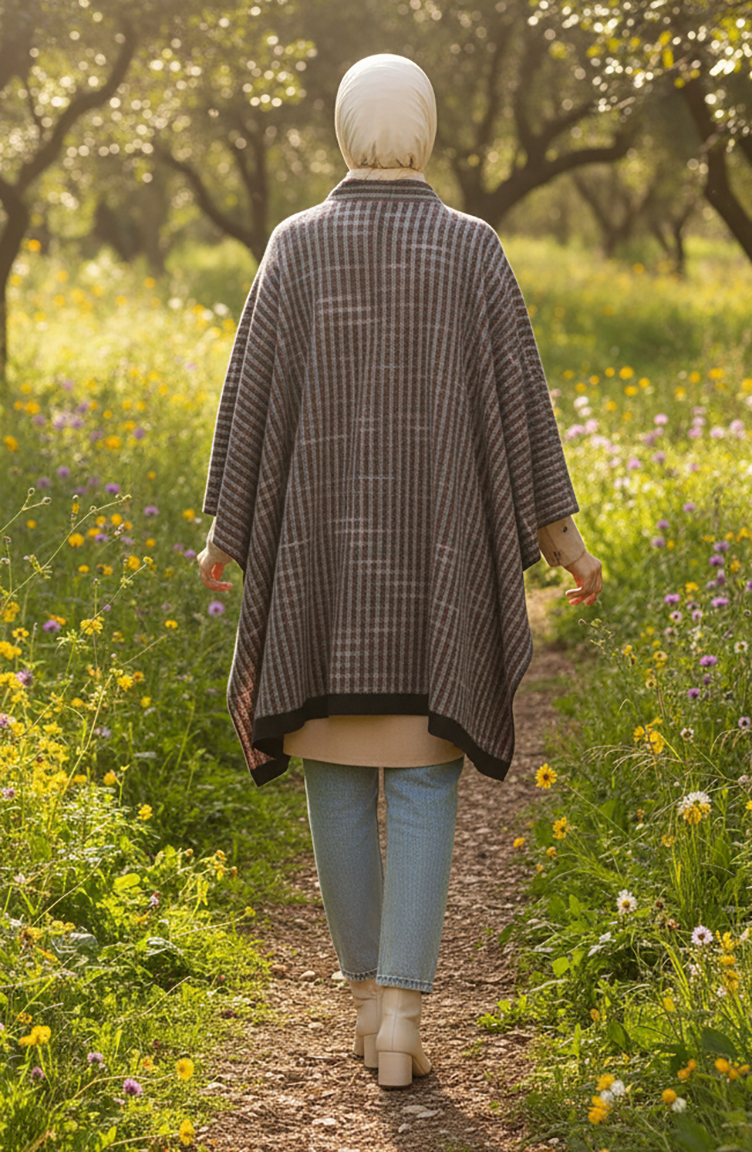 Poncho Châle D`épaule 2075-01 Gris Kaki 2075-01