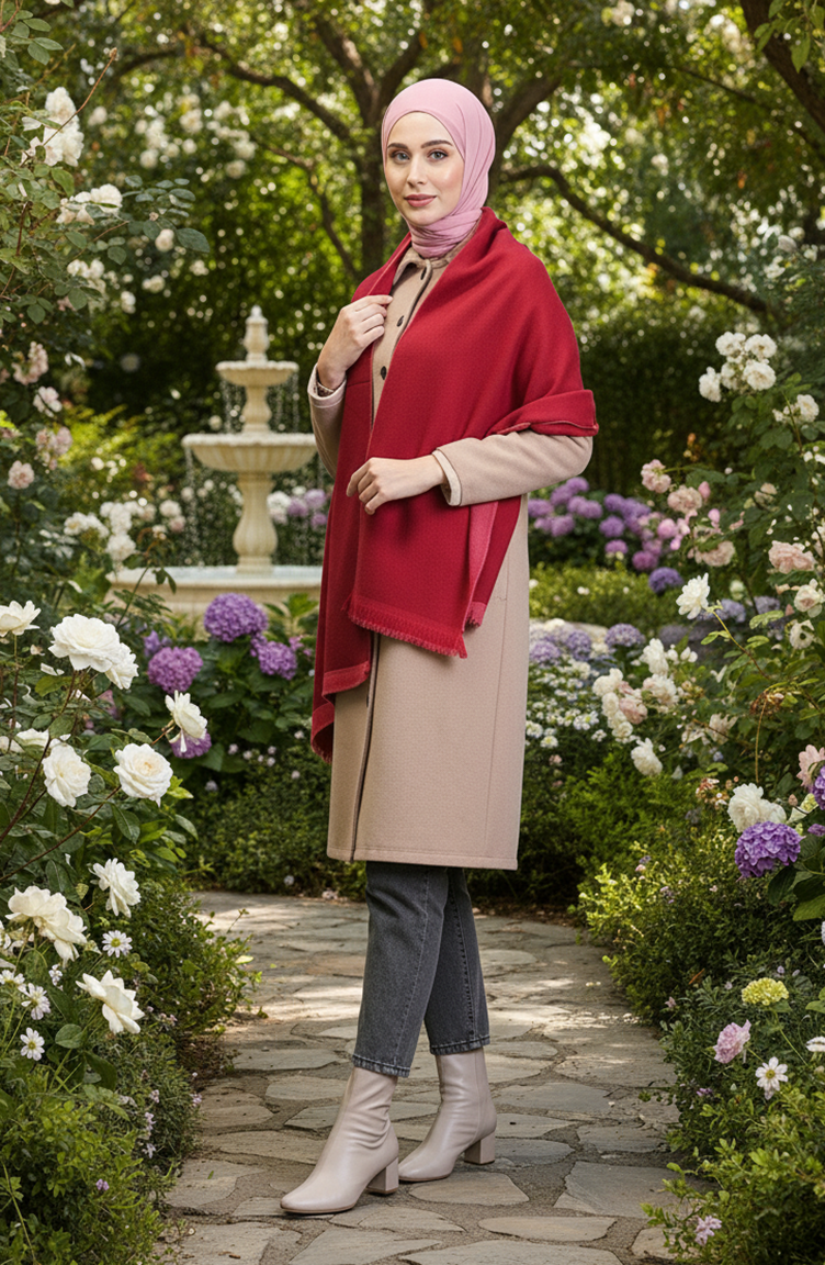 Shoulder Shawl 1095-01 Claret Red 1095-01