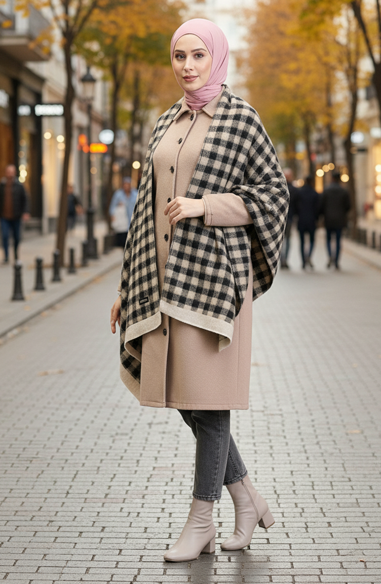 Schulterschal 1072-01 Schwarz Khaki 1072-01