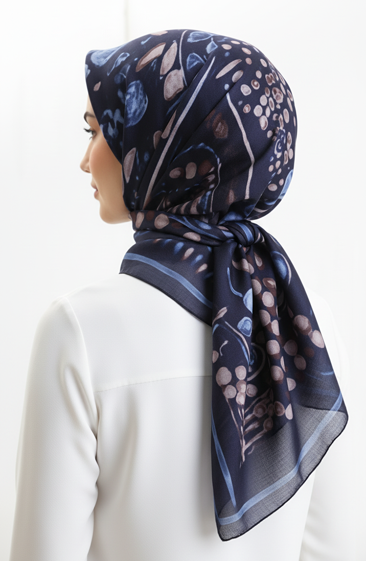 Amber Patterned Scarf 70326-03 Navy Blue Indigo 70326-03