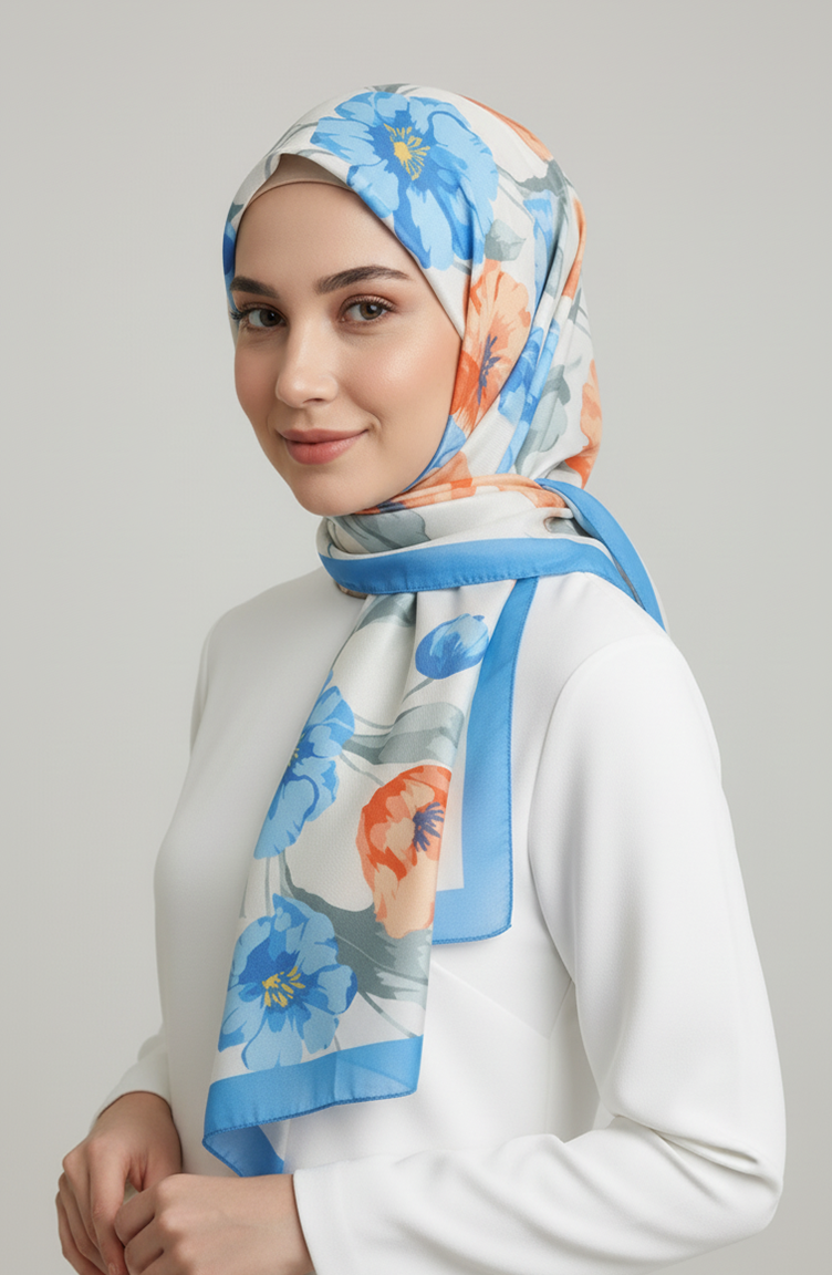 Châle à Motifs 1008-02 Bleu Marine 1008-02