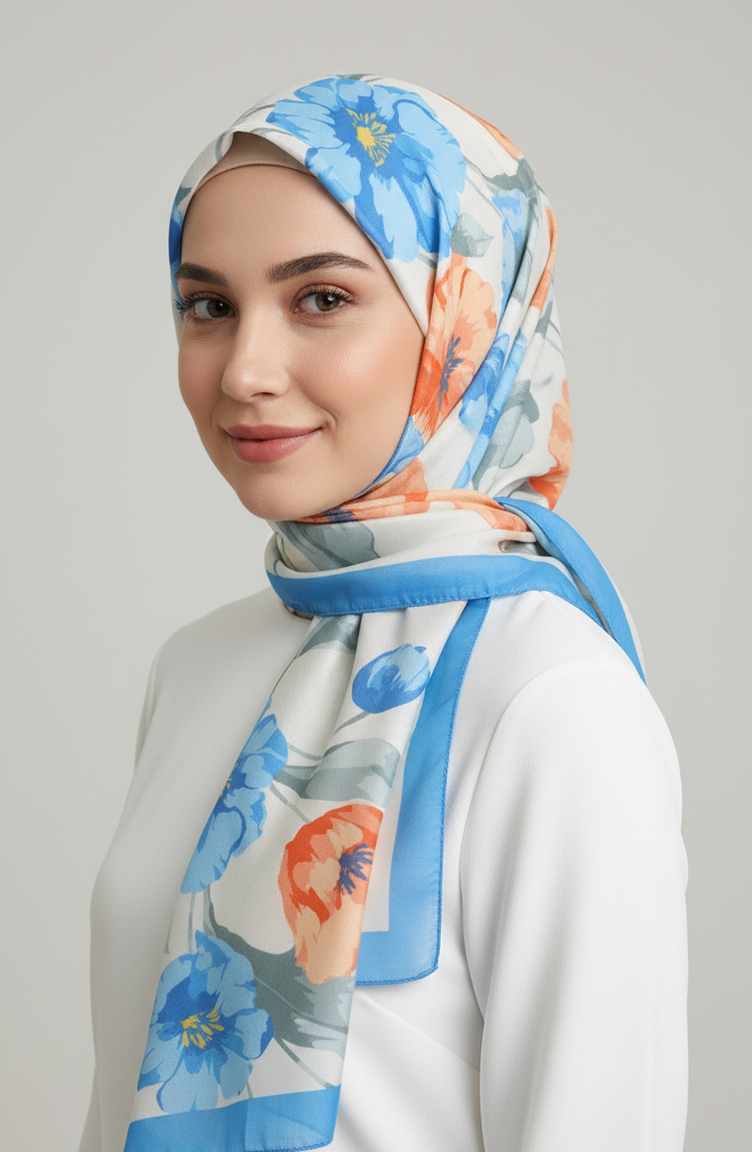 Châle à Motifs 1008-02 Bleu Marine 1008-02