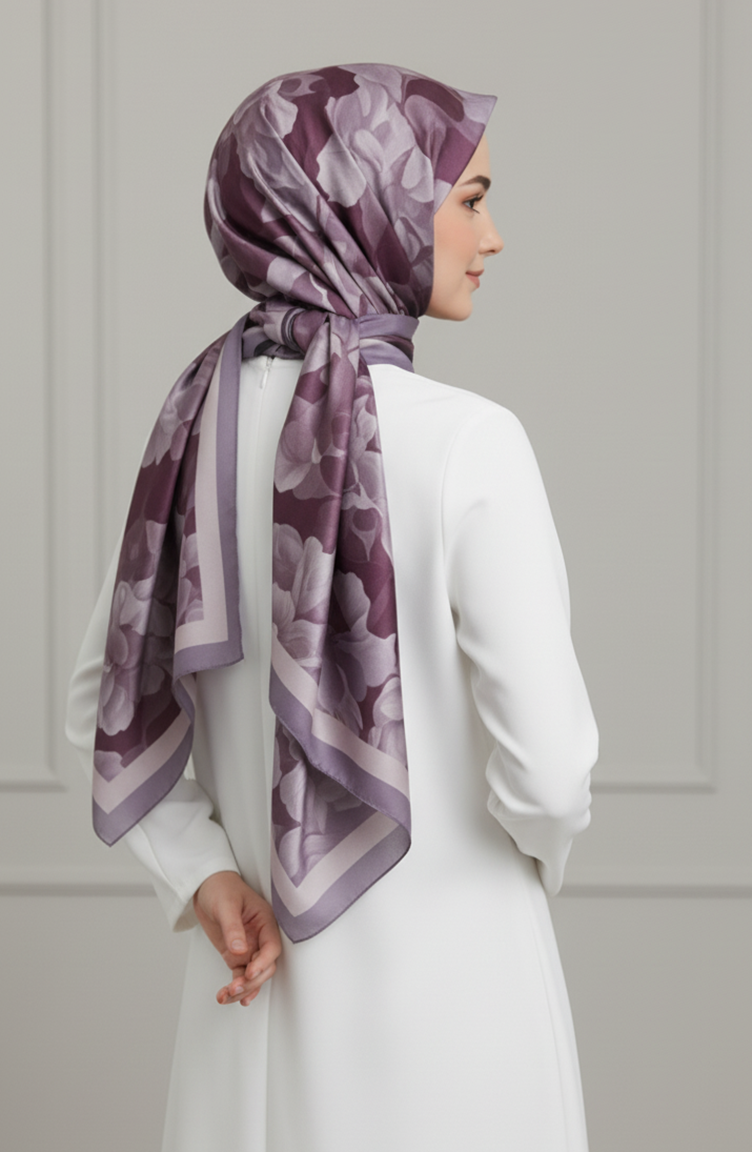 Sjaal Met Bloemenpatroon 1015-07 Paars 1015-07