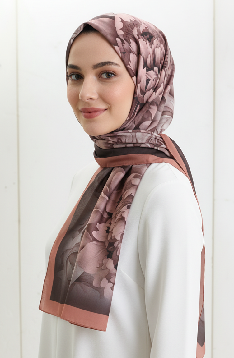 Floral Patterned Scarf 1014-03 Baby Pink 1014-03