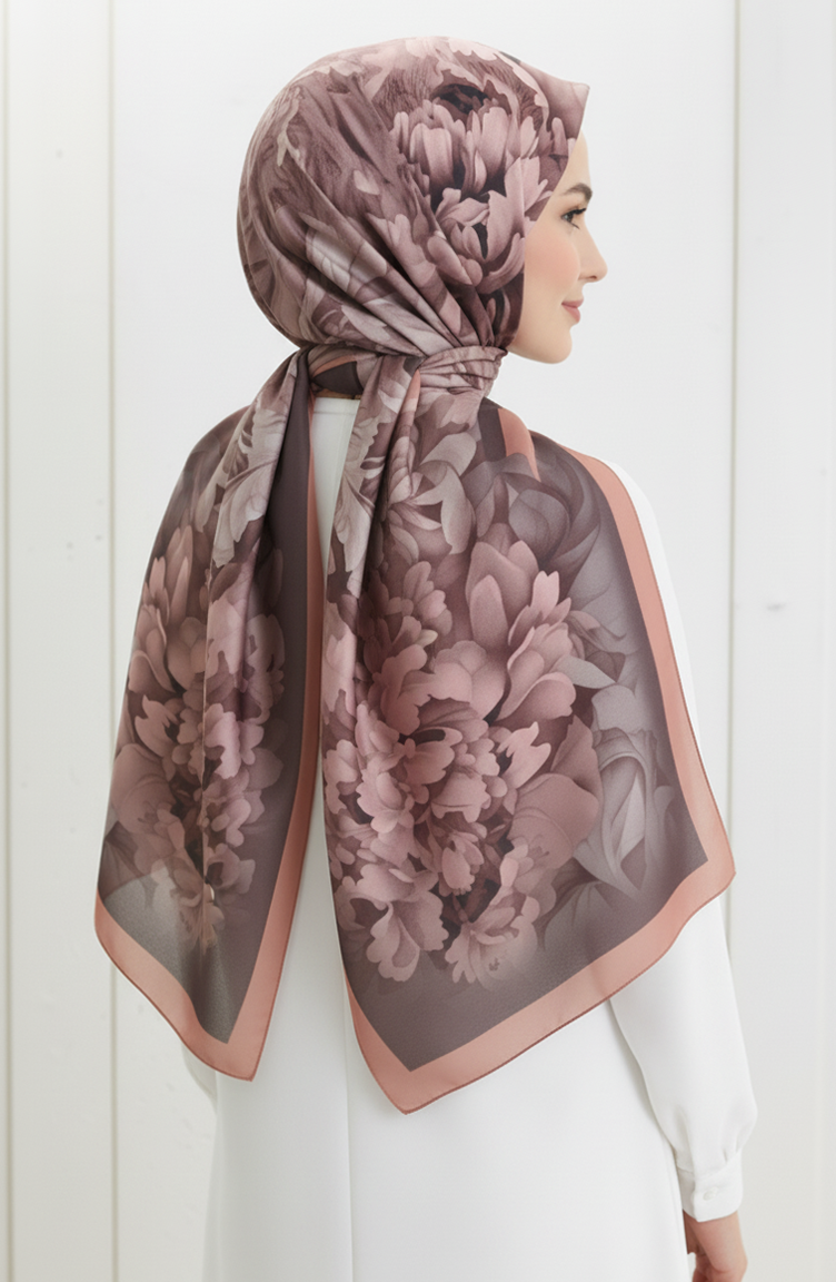 Floral Patterned Scarf 1014-03 Baby Pink 1014-03