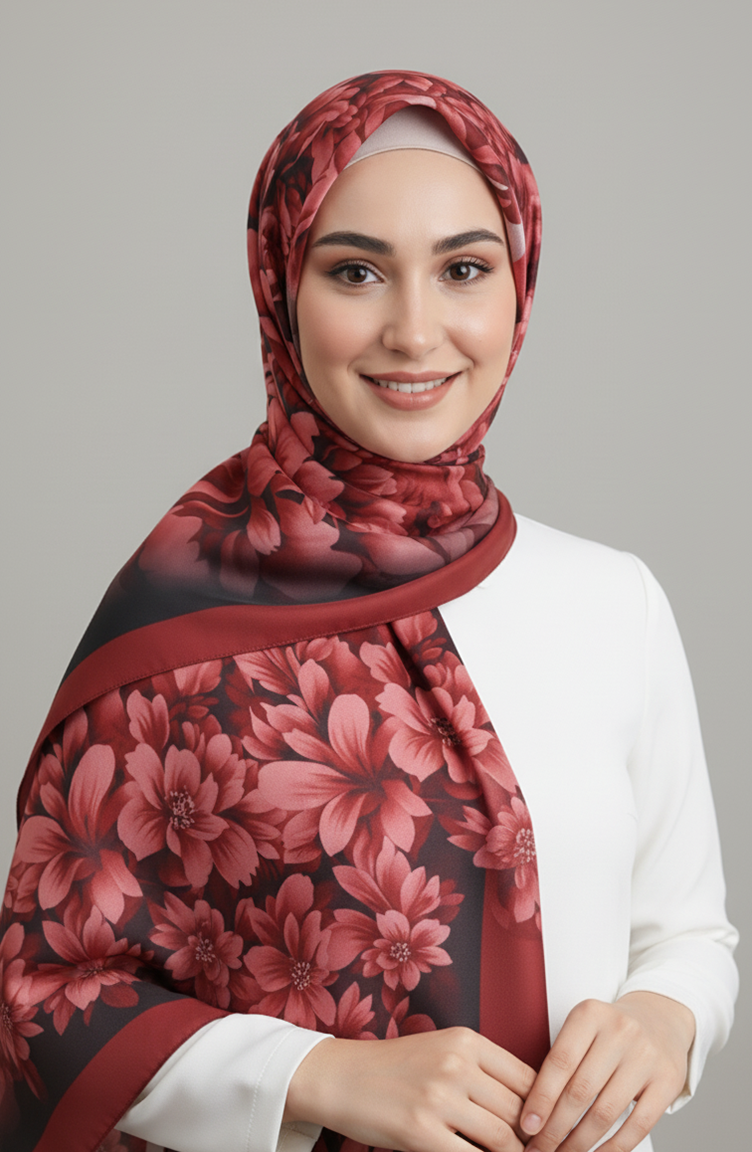 Floral Patterned Scarf 1014-04 Coral 1014-04