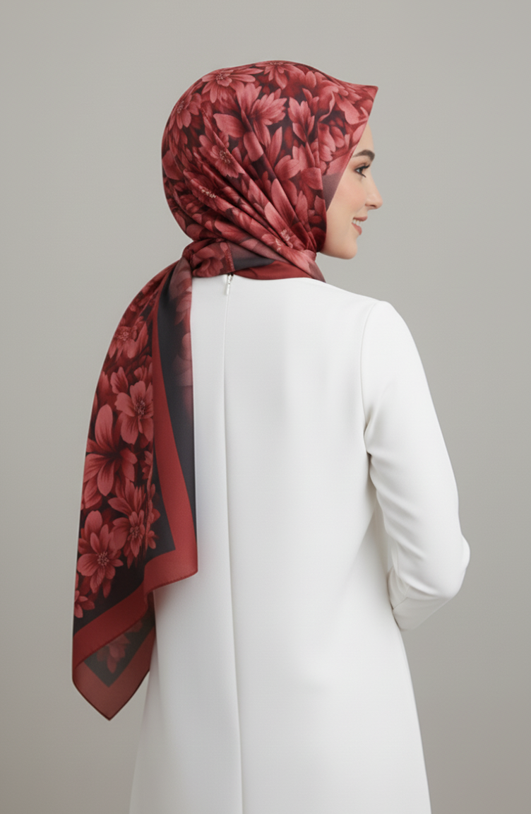 Floral Patterned Scarf 1014-04 Coral 1014-04