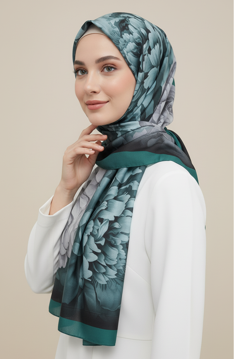 Floral Patterned Scarf 1014-05 Emerald Green 1014-05