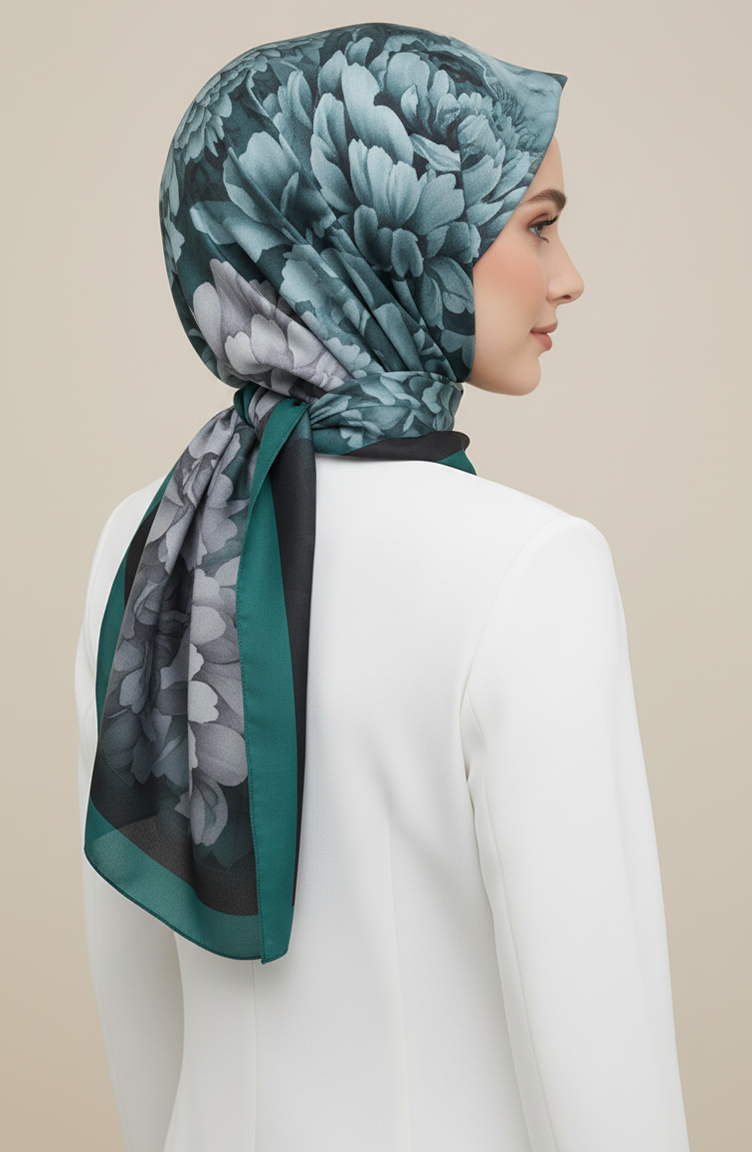 Floral Patterned Scarf 1014-05 Emerald Green 1014-05