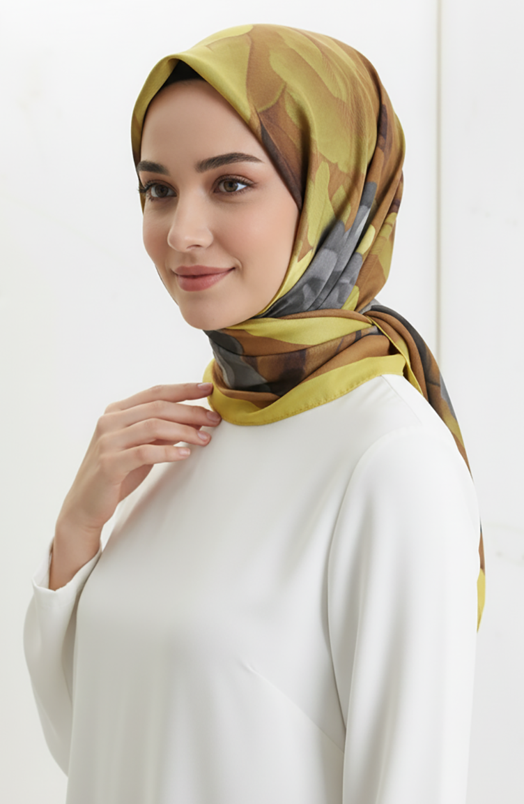 Floral Patterned Scarf 1015-03 Mustard 1015-03