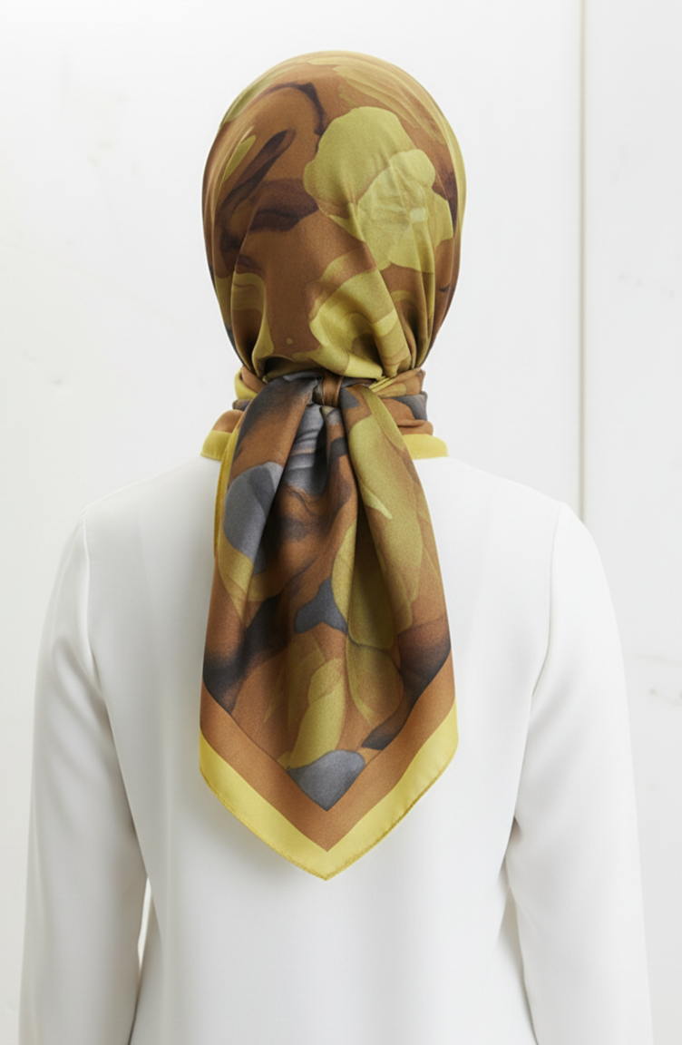 Floral Patterned Scarf 1015-03 Mustard 1015-03
