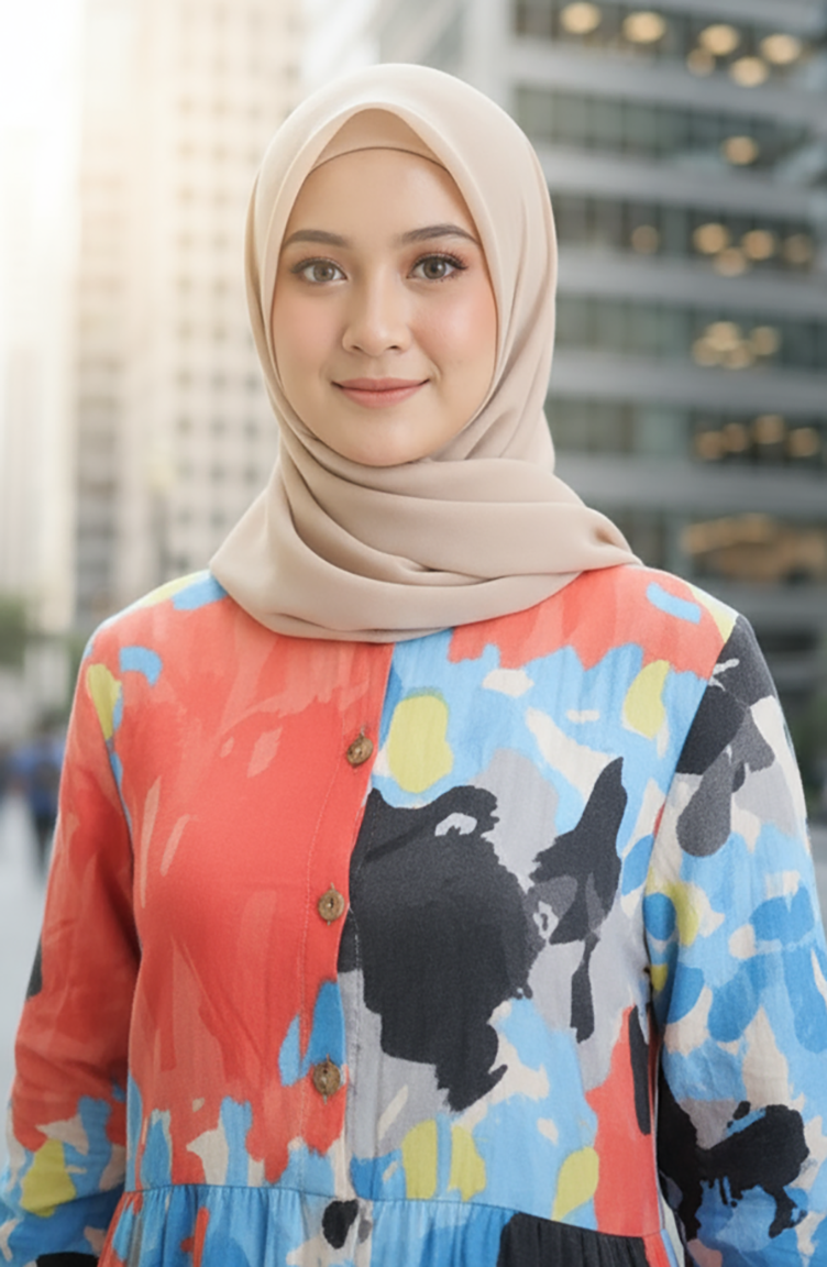 Robe Nouée à La Taille En Tissu Modal 0166-02 Bleu Corail 0166-02