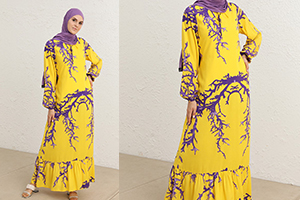 Purple Yellow Hijab Dress