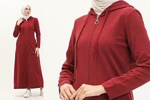 hooded pocketed sports abaya 3011-06